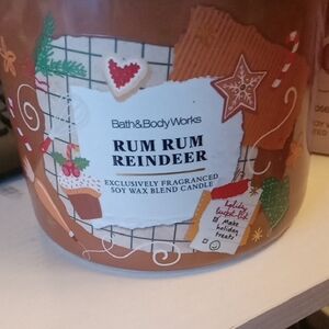 Bath & Body Works Rum Rum Reindeer Candle - Brown and Green
